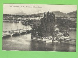 Genève, Ile J.J. Rousseau et Mont-Blanc