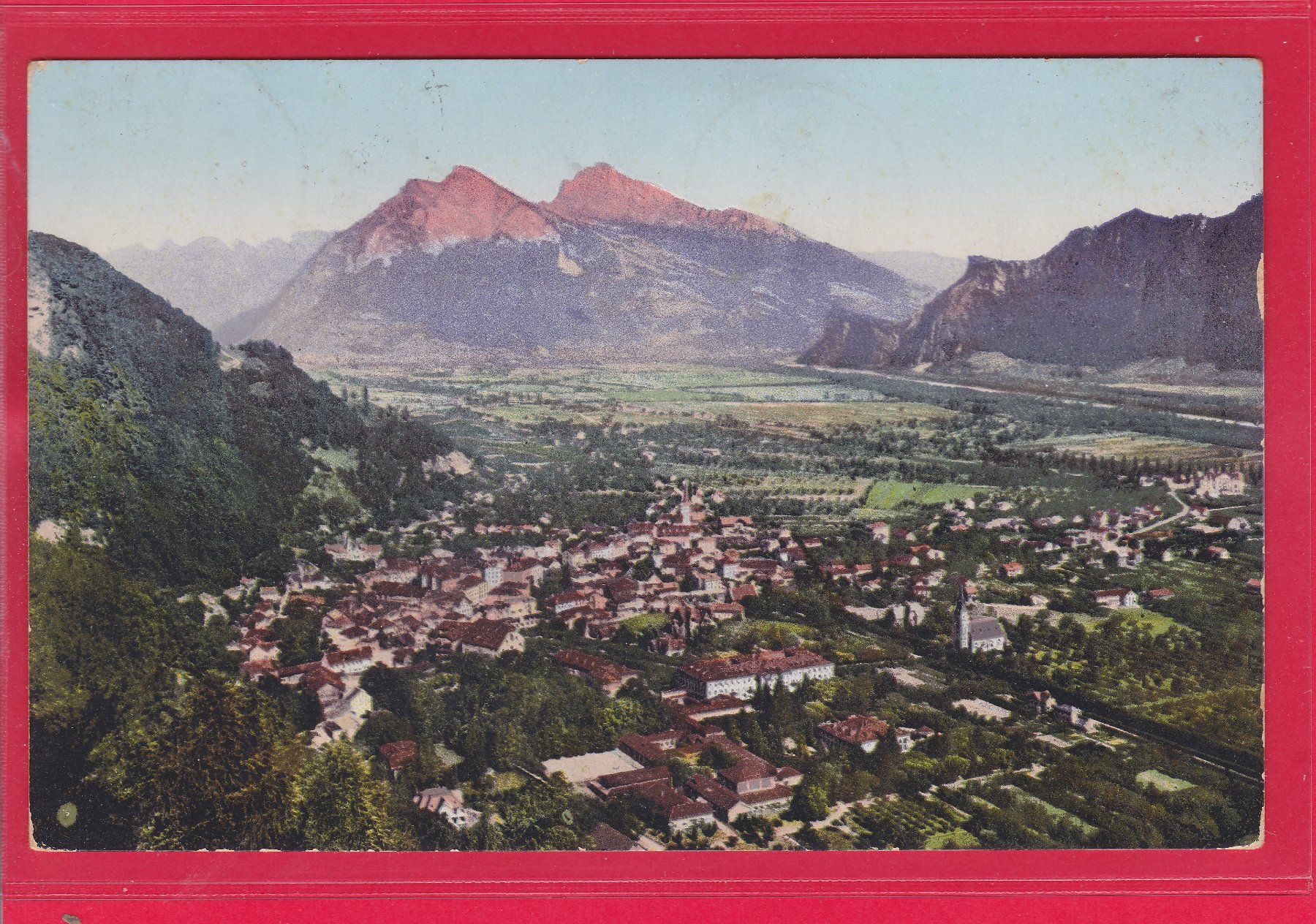Cartoline postali: RAGAZ VON WARTENSTEIN GESEHEN, 6.9.1908 – Usato da Oberrieden venduto da Gebirgsstelze
