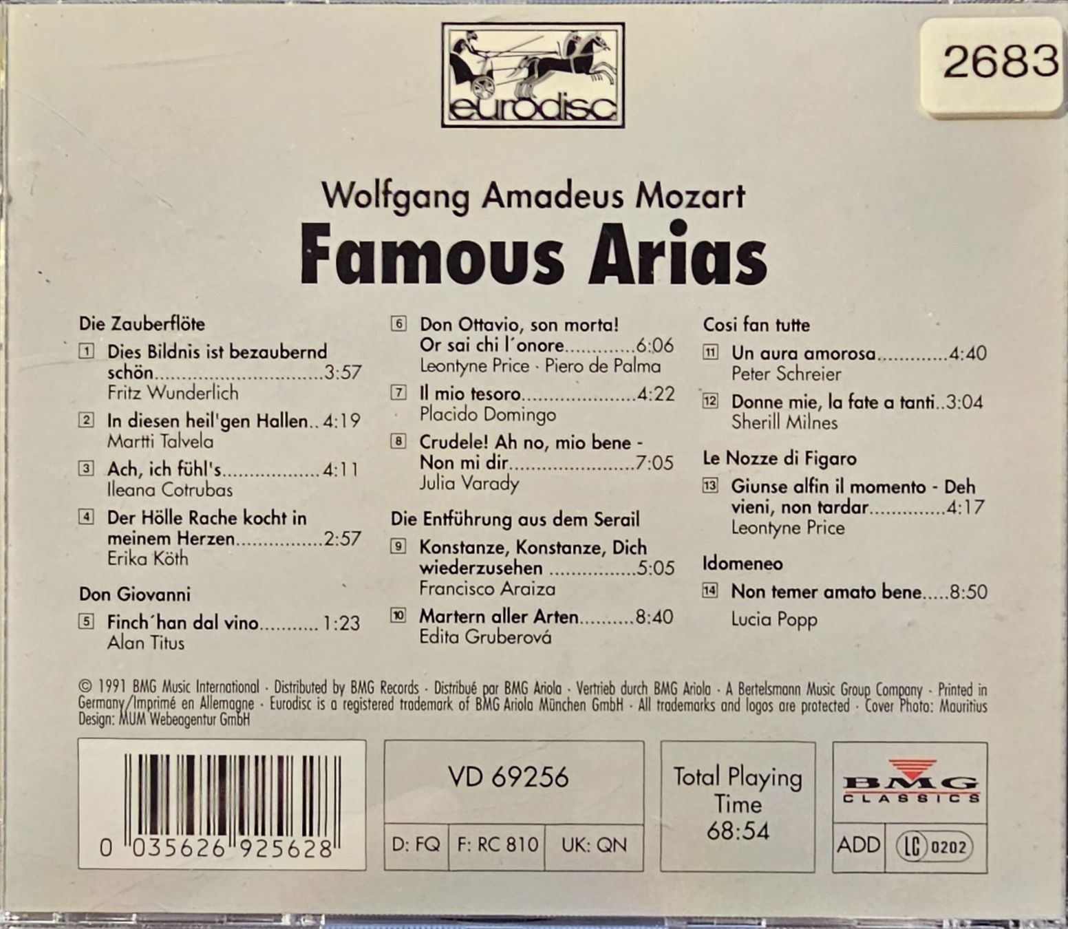 CDs: Mozart - Famous Arias – D'occasion à Wahlen b. Laufen par Cg10 1