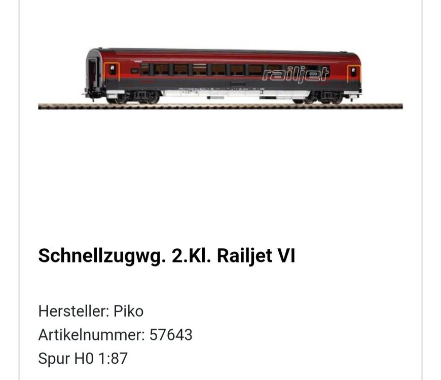 Wagon H0 Railjet Piko (Neu und originalverpackt) in Bevaix für CHF 25 ...