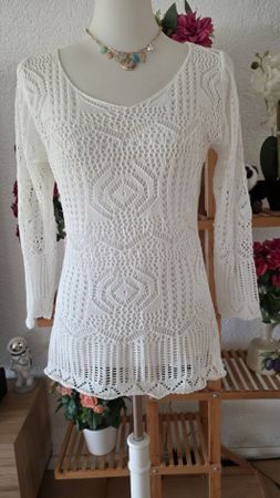 Damen Stricktop Weiss Grösse S gehäkelt guter Zustand