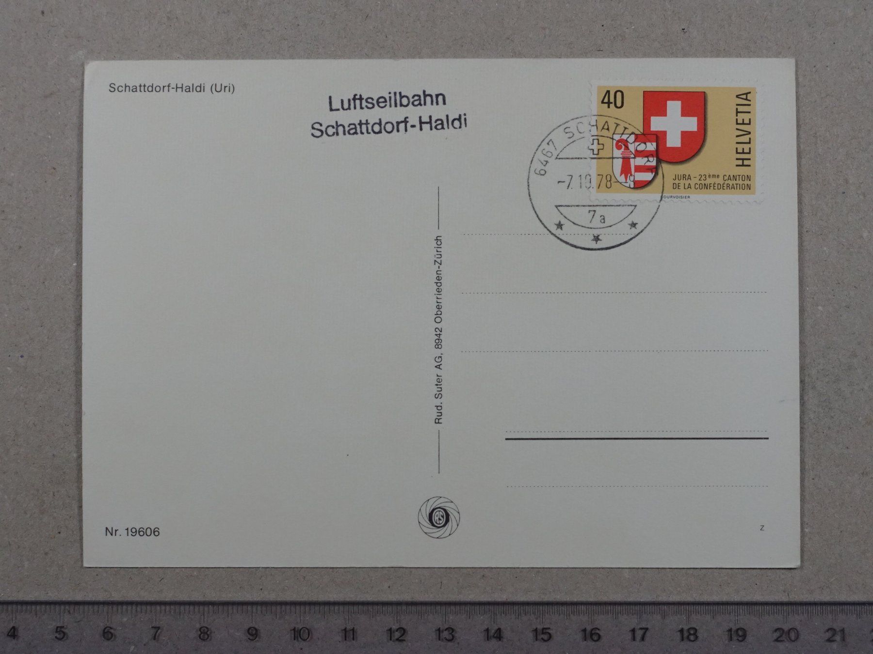 Cartoline postali: Schattdorf - Haldi, Poststempel 1978, Stempel Luftseilbahn – Usato da Lenzburg venduto da fh1 1
