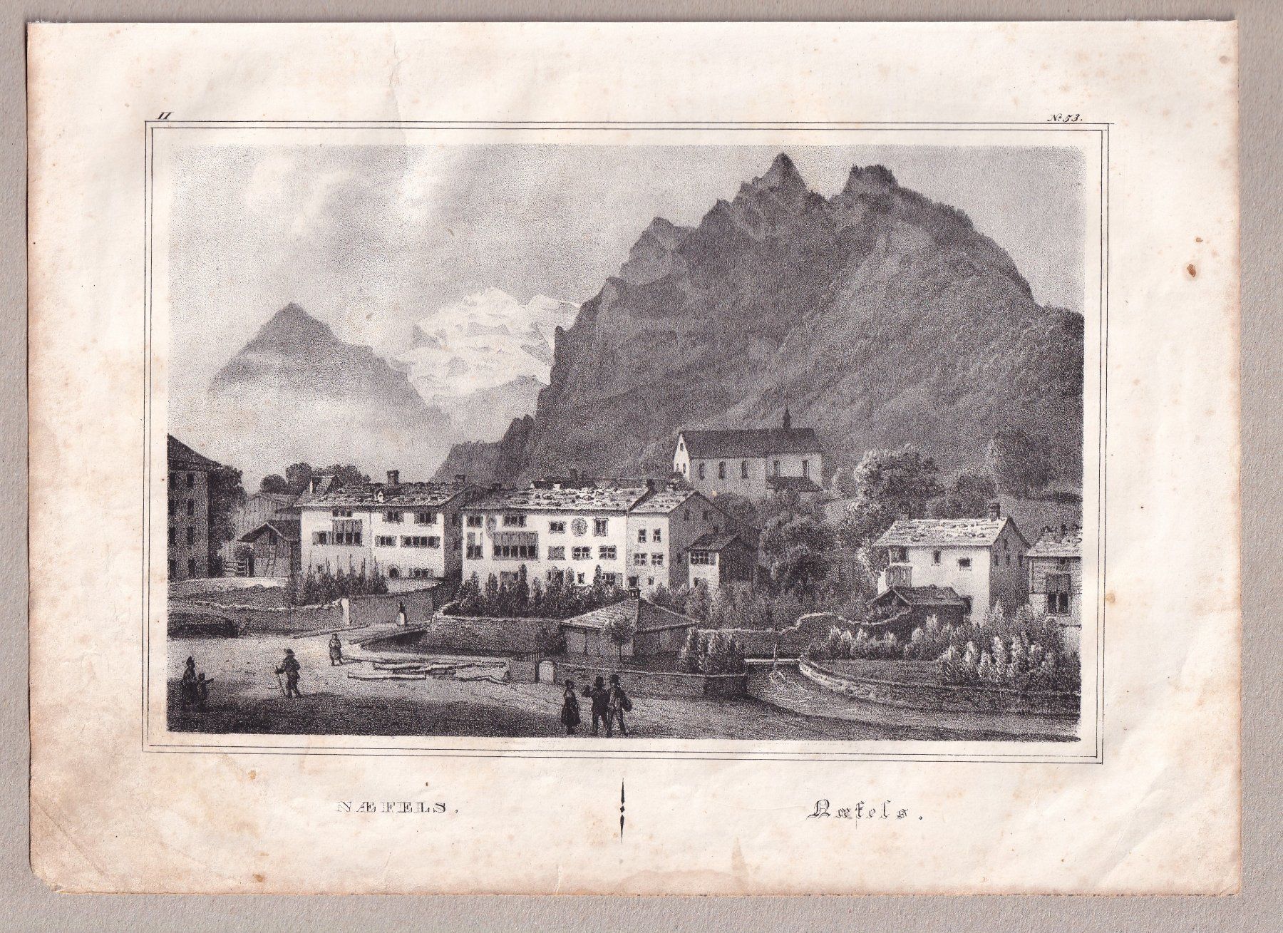Stiche: NÄFELS, LITHOGRAPHIE VON 1836-1845 – Gebraucht aus Grüningen von Kartensammler 1