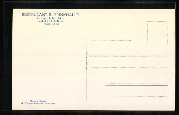 Cartoline postali: Interlaken, Kleiner Rugen, Restaurant zu – Usato da Berlin venduto da bartko-reher 1