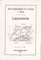 Carte topographique CH-réseau kms 1:100'000 Lausanne - 1937