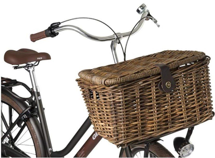 Panier De Vélo Avant En Rotin - Ajustable - Pour Enfants Ou Courses - Style Vintage