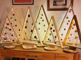 Lucia Holz Deko Weihnachtsbaum mit LED Lichterkette