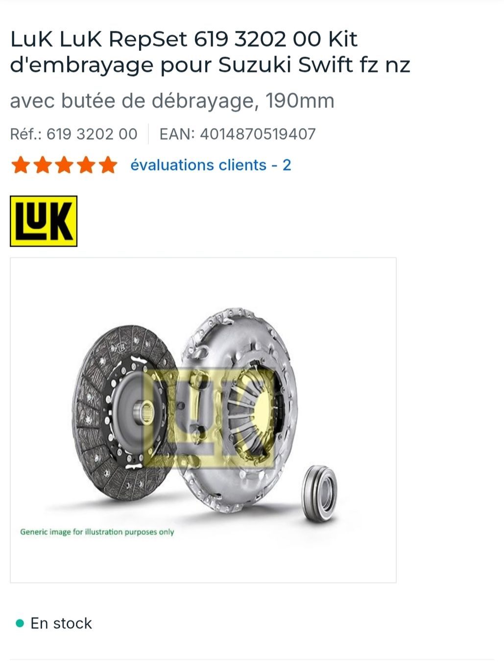 Suzuki Tutti pezzi di ricambio auto: kit embrayage Suzuki Swift 1.2 2010-2017 – Nuovo e nell'imballaggio originale da Vullierens venduto da Saway 3