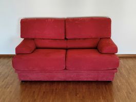 Canapé-lit haut de gamme en Alcantara rouge - état de neuf 