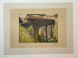 alte Hundwilertobel Brücke Hundwil Chromlithografie F. Gilsi