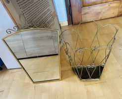 Wandspiegel und Schirmständer goldfarben Set gebraucht