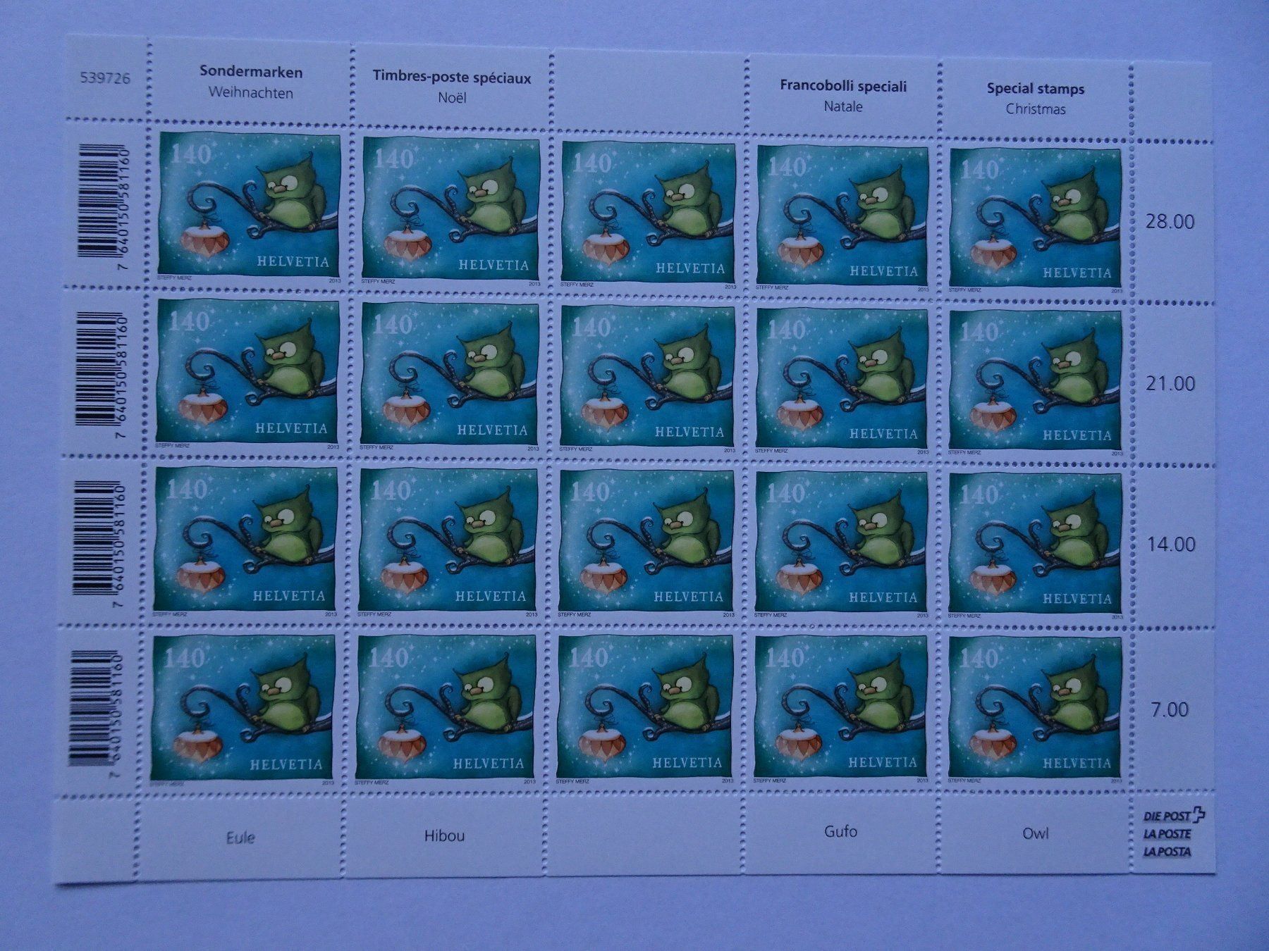 Tous les timbres: 2013*  Typ X – Neuf (Voir description) à Aadorf par Chnorli-Furz