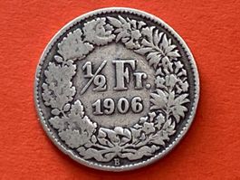 50 Rappen oder 1/2 Fr.1906 B ( Silber ) Auflage nur 1.00 Mio