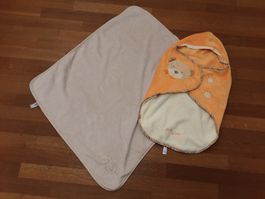 Flauschiger Baby-Kinderwagen-Einsatz mit Kapuze & Decke!