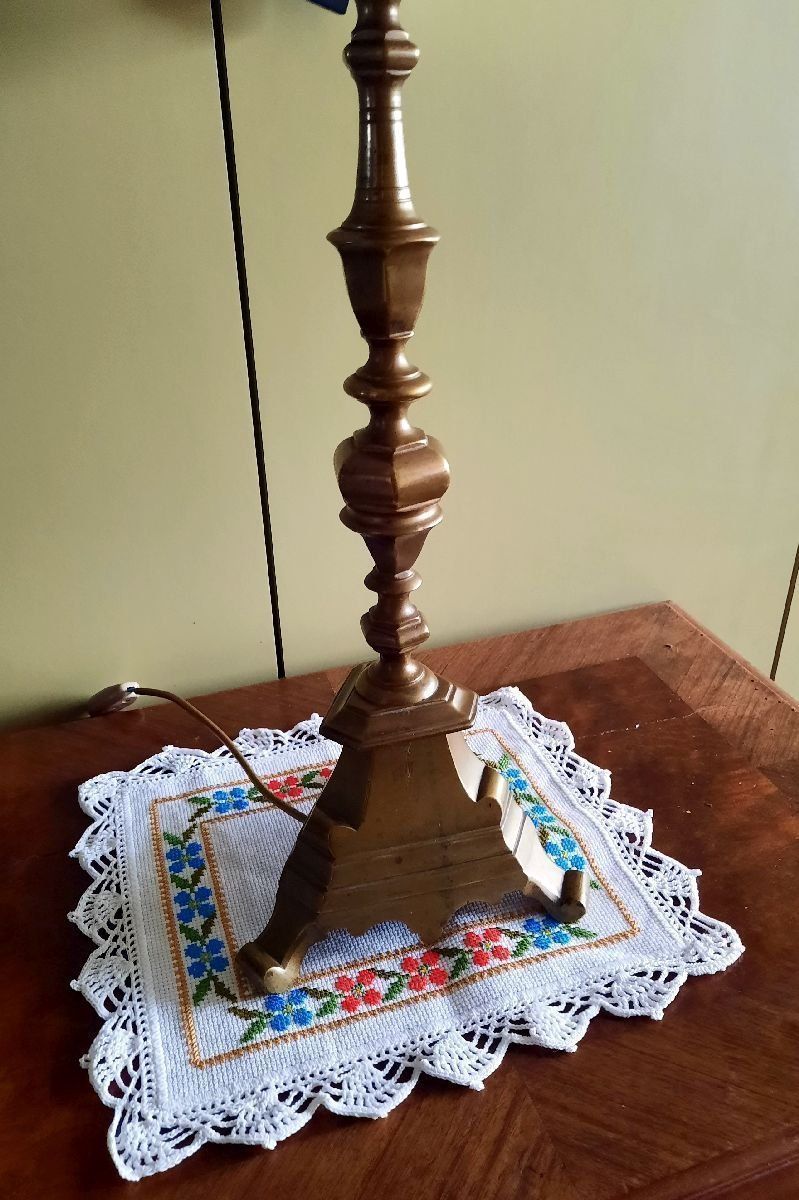 Lampade: antiker Bronzeständer als Lampe – Usato da Eschenbach venduto da Alicekunst 1