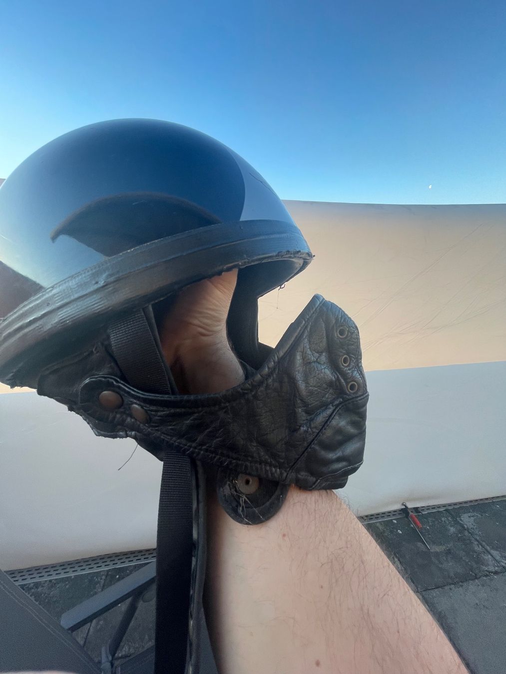 Caschi & visiere: Davida Helm Original mit 2 Leder Gesichtsmasken – Usato da Grenchen venduto da Jimbo3743 5