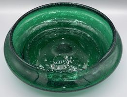 Vintage Bubble Glas Schale grün massiv 24,5 cm Deko