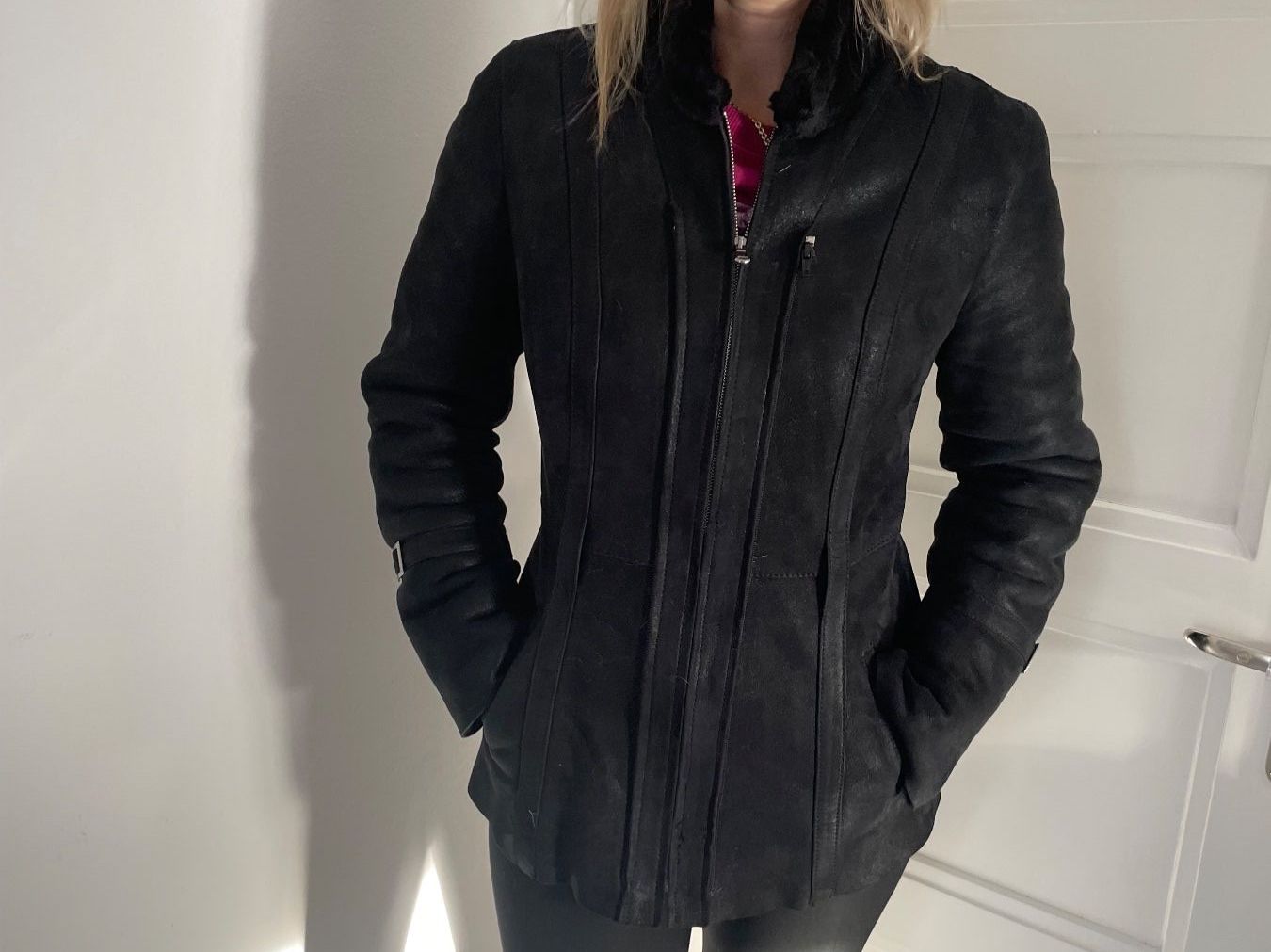 Giacche: Schwarze Winterjacke echt Leder Pelz Gr. 36/S – Usato da Münchenstein venduto da nel_57mj 8