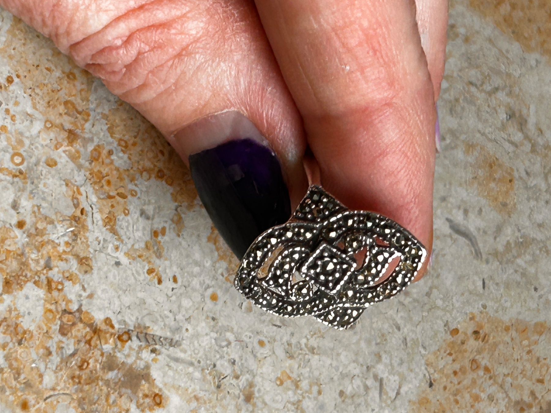 Anelli: Vintage Silberschmuck: Markasit Ring (Grösse 54.5) – Usato da Dittingen venduto da Bellevista 7