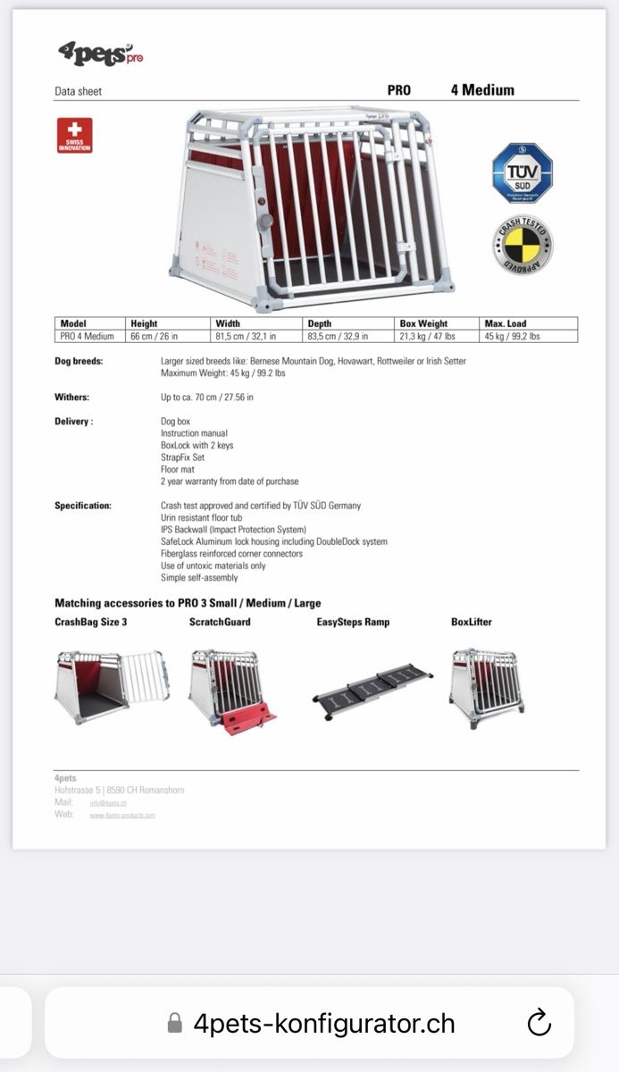 4pets Cages, transport & sécurité: Cage de transport chien - 4pets PRO 4 Medium – Neuf (Voir description) à Porrentruy par nad_z55p 1