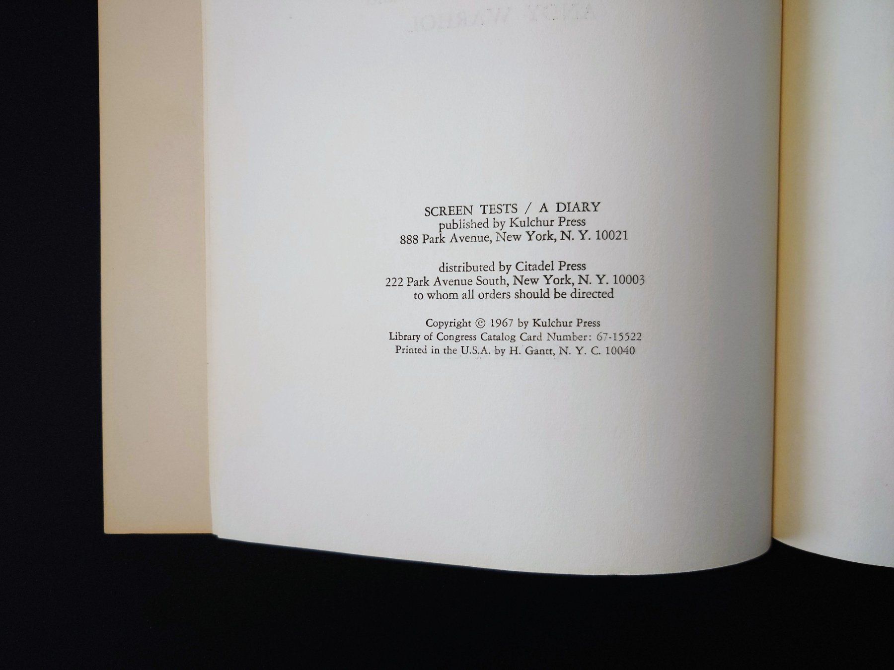 Bücher: Andy Warhol & G. Malanga - Screentests / A Diary. EA 1967 – Gebraucht aus Zürich von Artnex 7