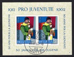 1962 Pro Juventute Jubiläumsblock SBK-Nr. 199 gest. ʘ KP. 6