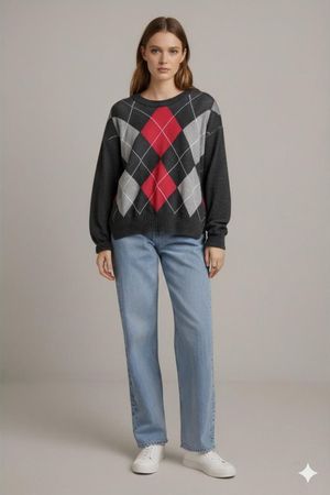 Roger Kent Herren Argyle Pullover - Größe XL