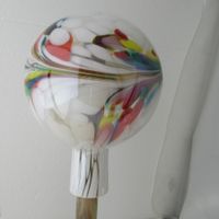15 CM GARTENKUGEL TRANSPARENT WEISS -BUNT