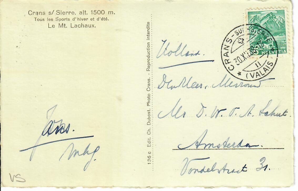 Cartoline postali: Crans s/Sierre  1938 – Usato da Hochdorf venduto da Ziegel-16 1