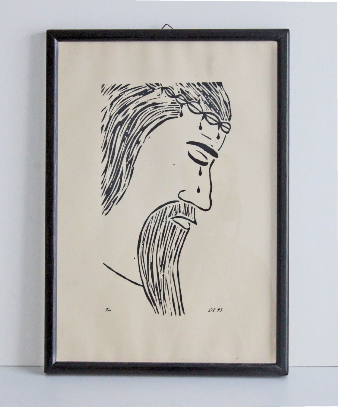 Xilografie: Linoldruck: Weinender Christus – Usato da Fribourg venduto da erw_68dx 1