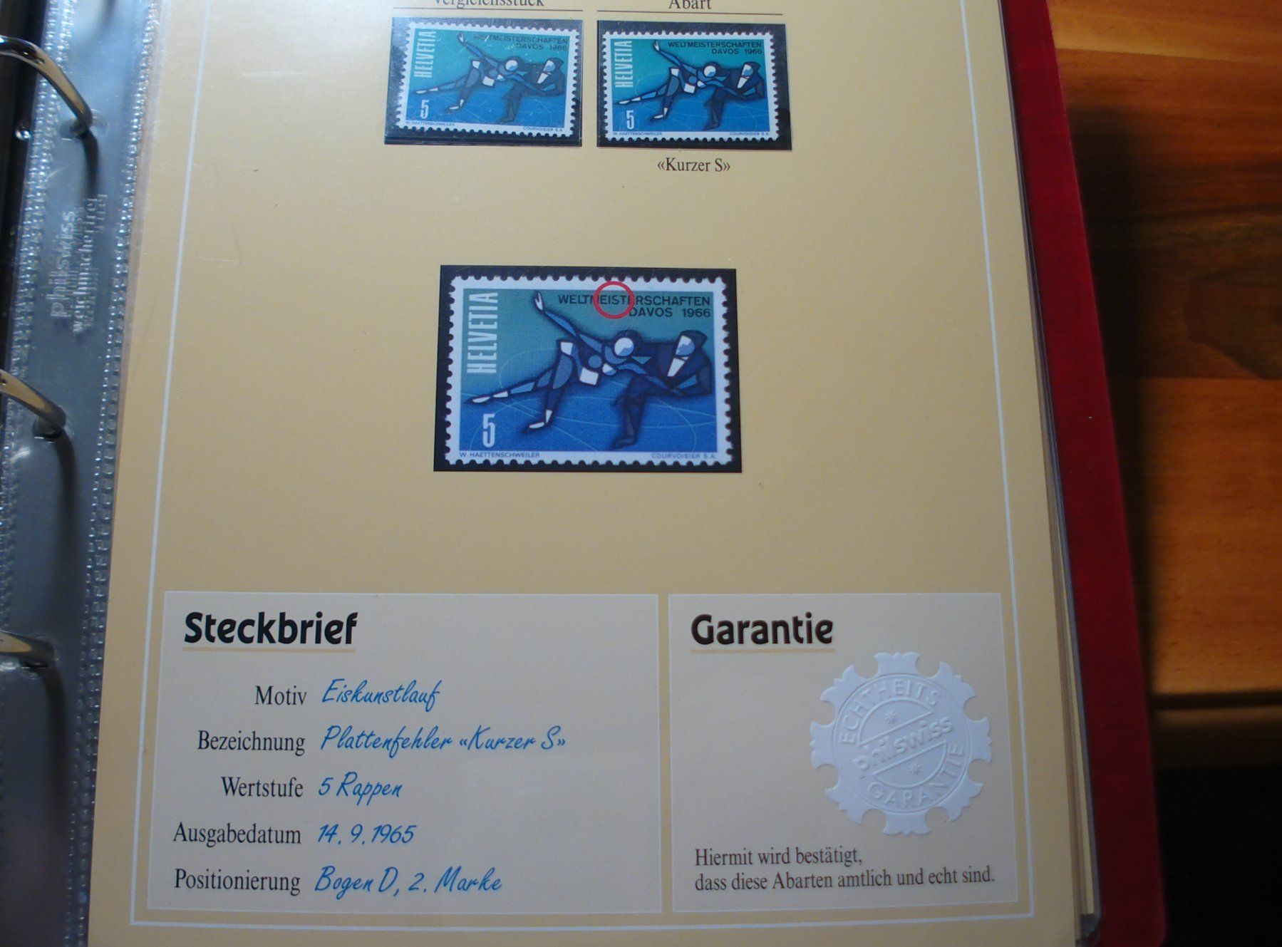 Alle Briefmarken: Abart Eiskunstlauf, 1965 **, "Kurzes S" – Gebraucht aus Niederwil AG von morostahu 1