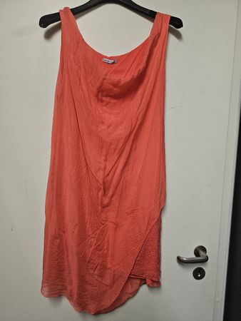 Robe d'été en Soie fluide/Corail/Made in Italy/Taille: S/M