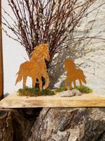 Rost Blech Pferd mit Fohlen