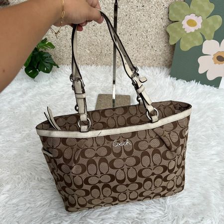 Handtasche Coach C Logo braun/creme 38x23cm guter Zustand