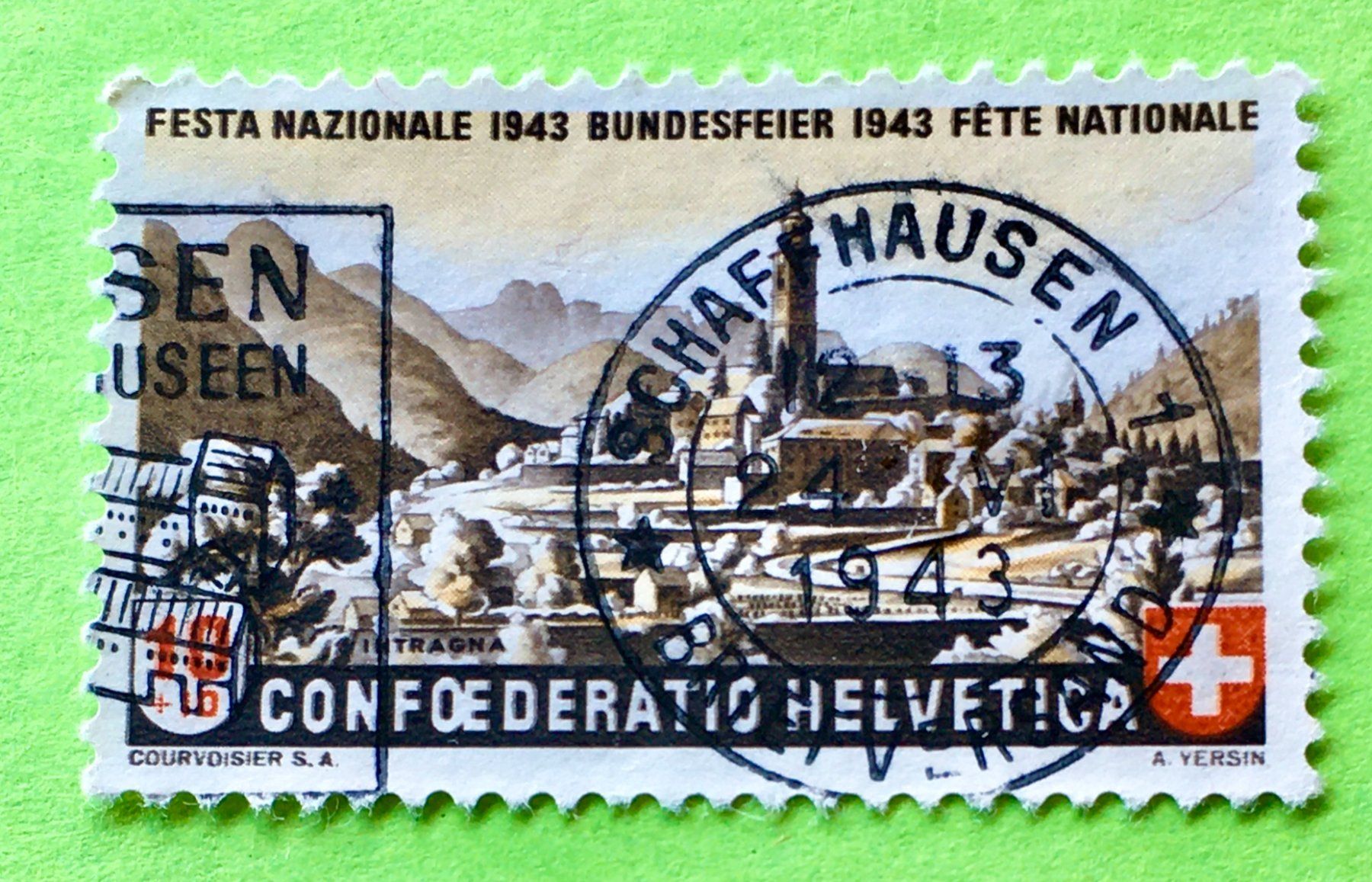 Tutti i francobolli: Nr.B 20 GESTEMPELT 1943 Schaffhausen  – Usato da Aarau venduto da Billa007
