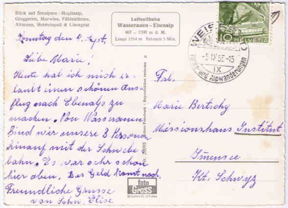 Cartes postales: Wasserauen - Luftseilbahn Ebenalp – D'occasion à Binningen par Mountainrider 1