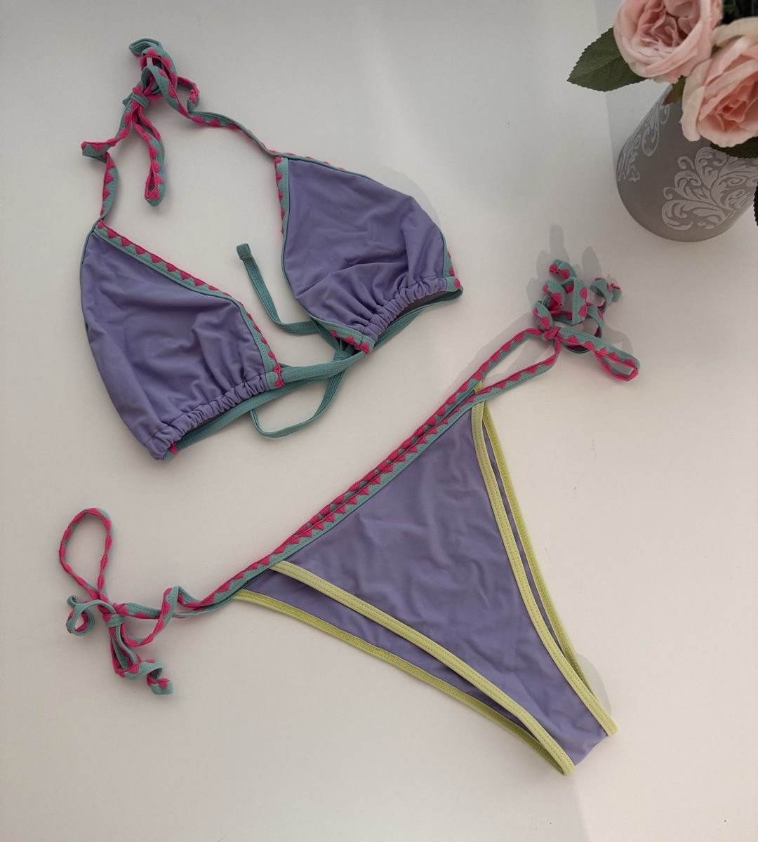Shein Badekleider & Bikinis: Bikini Grösse L lila mit bunter Biese neu – Neu (gemäss Beschreibung) aus Regensdorf von Sirodtpycpvu 1