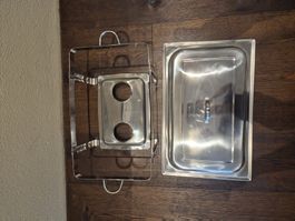 Chafing Dish Edelstahl mit Deckel und Brennpastehalterung