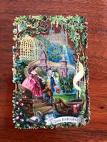 Antike Ausstanzkarte, Souvenir, Erinnerung, Romantik