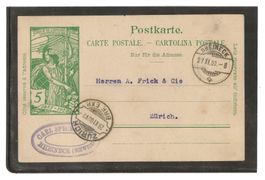 Ganzsache Karte UPU RHEINECK 23.11.00 Zürich; Ras.kl. [GS40]