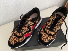Marc Cain Schuhe Leder Fell Leo Print  Gr. 37 LP 295.-