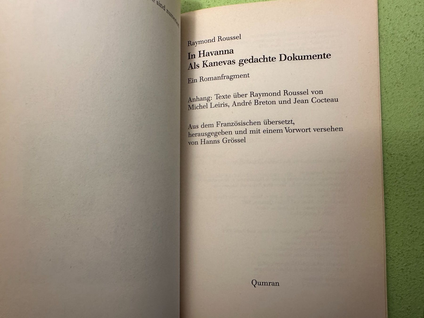 Libri: Raymond Roussel: In Havanna. – Usato da Zürich venduto da allp 2