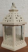 Windlicht Laterne Shabby Chic, weiss, Metall/Glas, 23cm hoch
