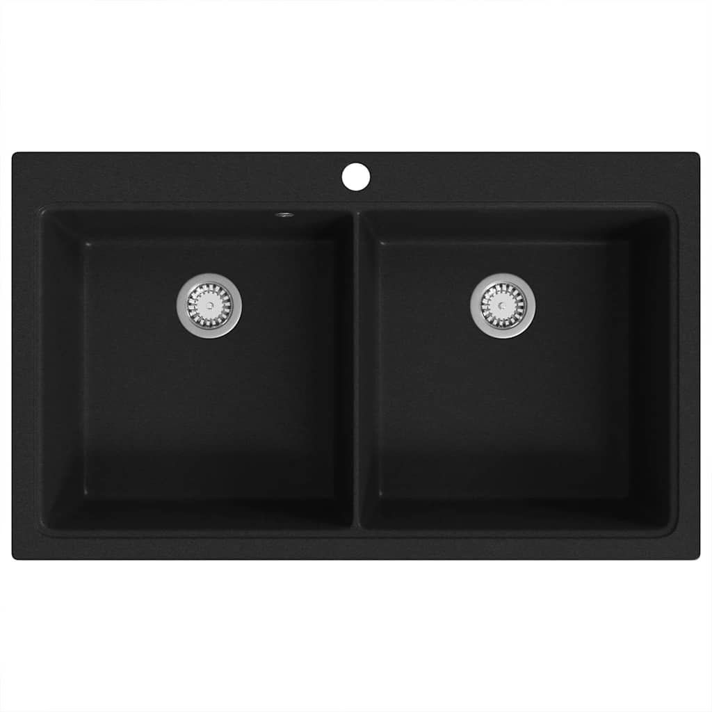 Lavabi & lavandini: Granitspüle Doppelbecken Schwarz – Nuovo e nell'imballaggio originale da Baar venduto da vidaxl 5