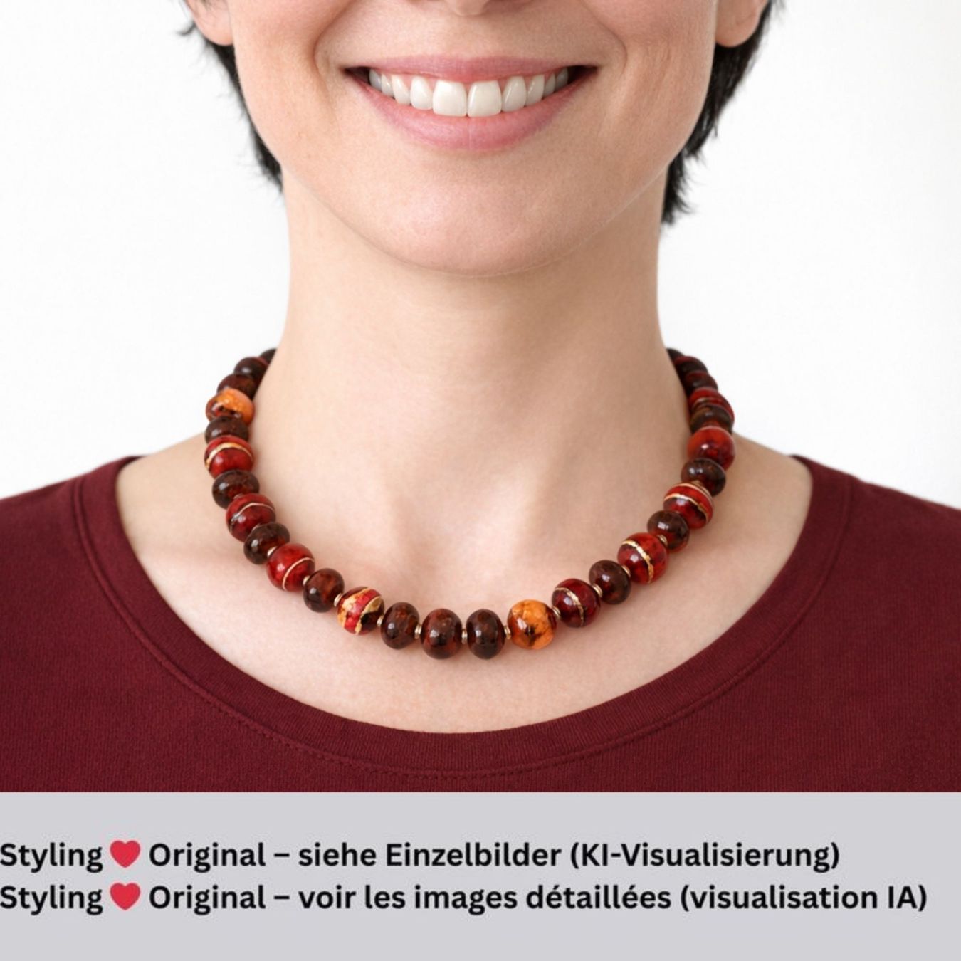 Murano Ketten: Statement Halskette Collier Muranoglas Blattgold Rauchquarz – Neu und originalverpackt aus Lütisburg von Emarra 4