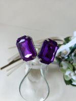 Ohrclips (Lila / Amethyst-Farbe, Silberfarben)