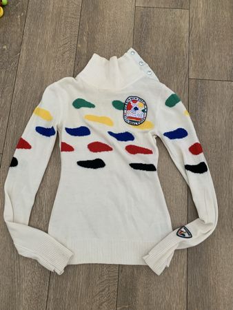 Merino Wool Rainbow Sweater, Made in Italy, Size XS