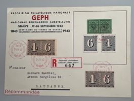 1943 GEPH Genf Einges.Brief mit W12+13/W15+W17+18+258+ Vig.