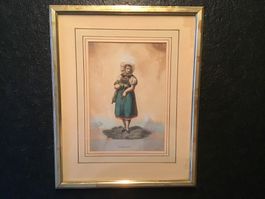 Soleure Junge Bäuerin in Tracht Aquatinta koloriert um 1840