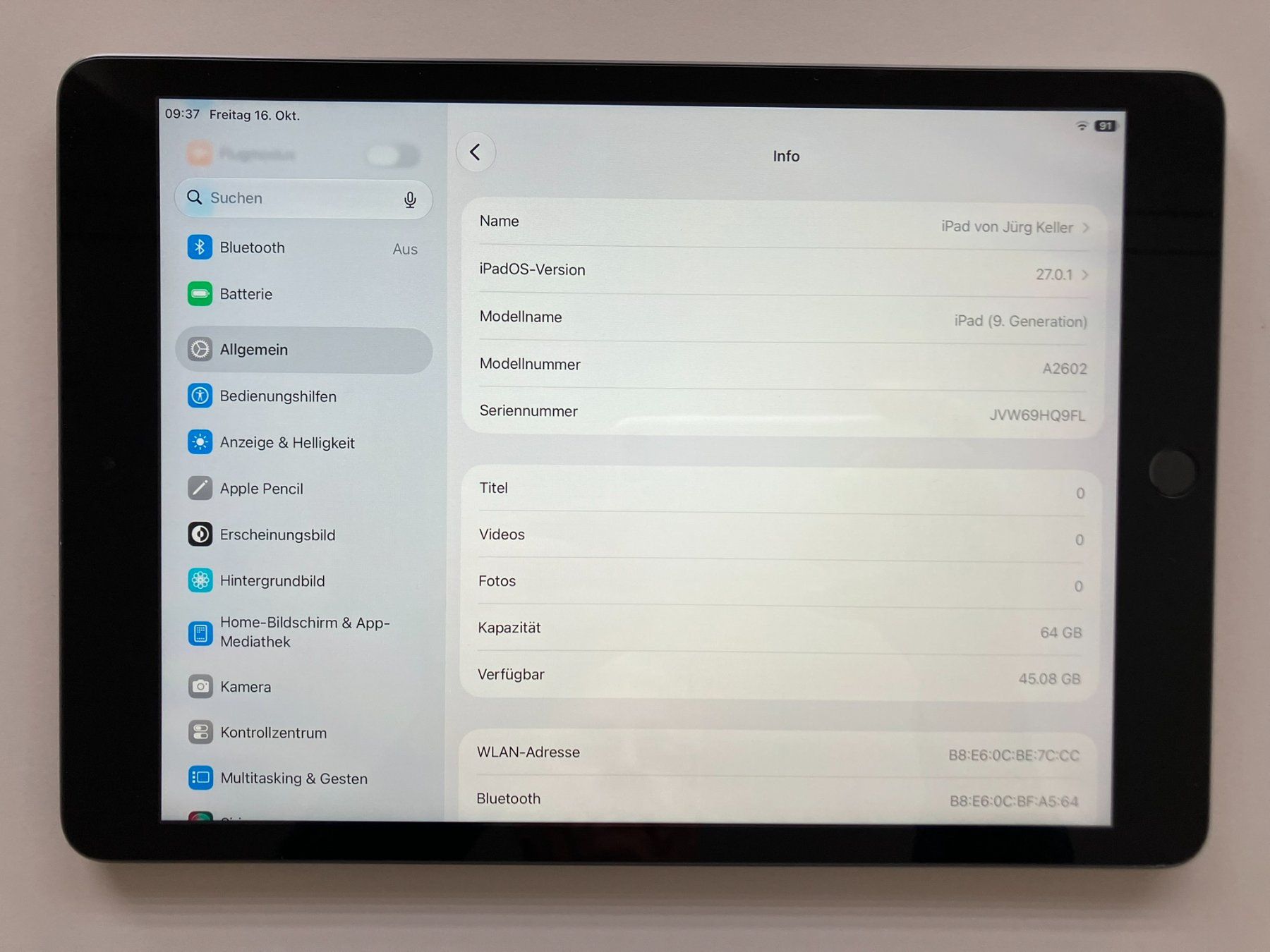 Apple Tablet PC: iPad 9. Generation WiFi / 64GB / Model A2602 – Gebraucht aus Meisterschwanden von Discus0 1